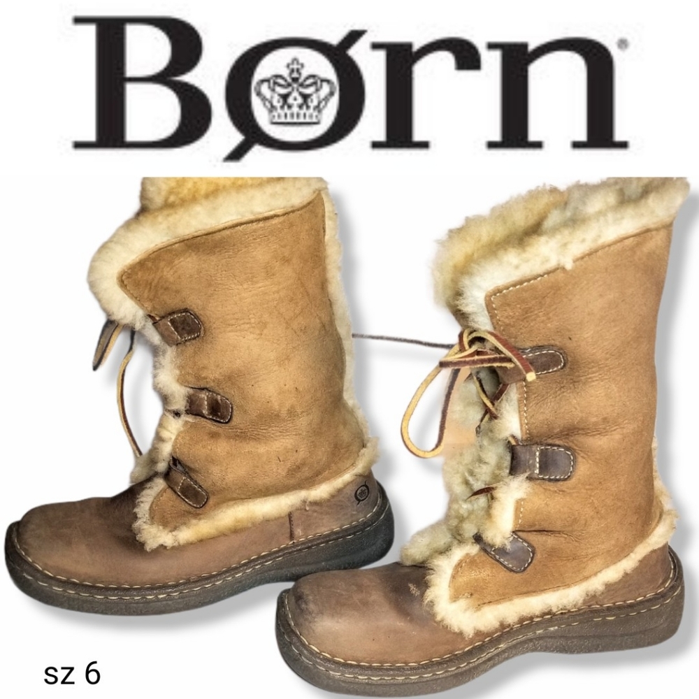 Born Leather Sherling Fur Lined Boots sz 6